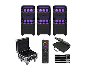 Chauvet DJ Freedom Flex H9 IP X6 LED battery powered outdoor uplighter x6 kit